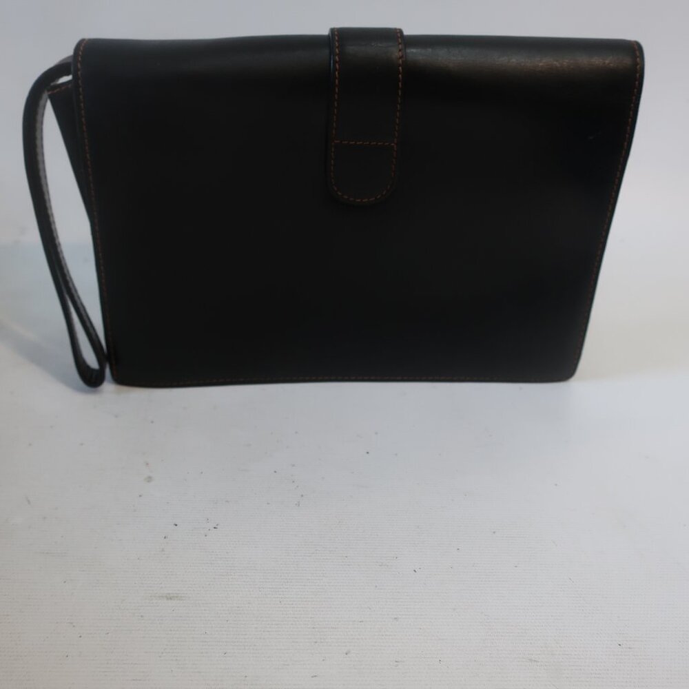 Womens Vintage Lederer Black Leather Clutch Bag - Picture 8 of 12